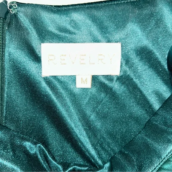 Revelry Emerald Green Velvet Halter Gown convertible top - Picture 4 of 10